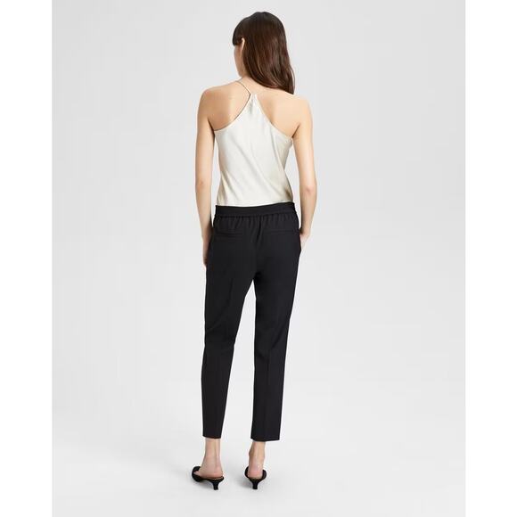 Theory Good Wool Black Pull-On Ankle Trouser Pants Size 4 - Picture 2 of 9